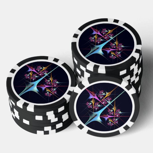 Roze Bloemen Moderne Abstracte Kunst Kleurenpatroo Poker Chips (Opstapeling)