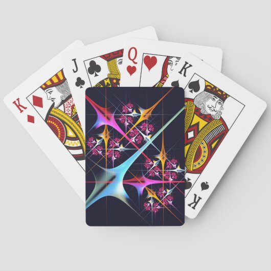 Roze Bloemen Moderne Abstracte Kunst Kleurenpatroo Pokerkaarten (Achterkant)