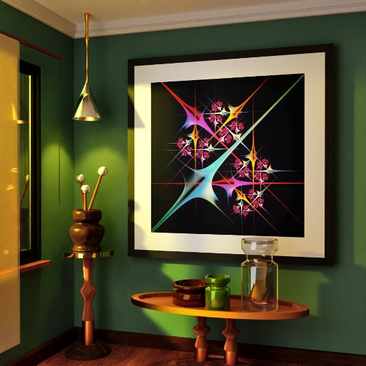 Roze Bloemen Moderne Abstracte Kunst Kleurenpatroo Poster