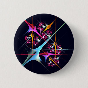 Roze Bloemen Moderne Abstracte Kunst Kleurenpatroo Ronde Button 5,7 Cm