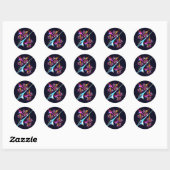 Roze Bloemen Moderne Abstracte Kunst Kleurenpatroo Ronde Sticker (Vel)