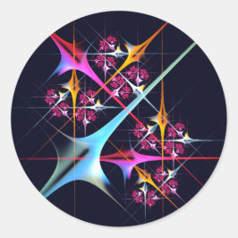 Roze Bloemen Moderne Abstracte Kunst Kleurenpatroo Ronde Sticker