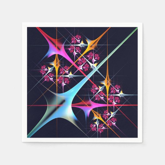 Roze Bloemen Moderne Abstracte Kunst Kleurenpatroo Servet (Voorkant)