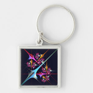 Roze Bloemen Moderne Abstracte Kunst Kleurenpatroo Sleutelhanger