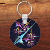 Roze Bloemen Moderne Abstracte Kunst Kleurenpatroo Sleutelhanger (Achterkant)