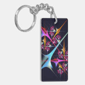 Roze Bloemen Moderne Abstracte Kunst Kleurenpatroo Sleutelhanger (Voorkant Links)