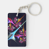 Roze Bloemen Moderne Abstracte Kunst Kleurenpatroo Sleutelhanger (achterkant)