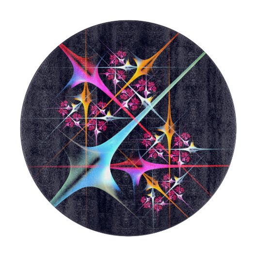 Roze Bloemen Moderne Abstracte Kunst Kleurenpatroo Snijplank (Voorkant)