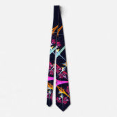 Roze Bloemen Moderne Abstracte Kunst Kleurenpatroo Stropdas (Achterkant)