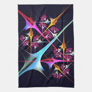 Roze Bloemen Moderne Abstracte Kunst Kleurenpatroo Theedoek