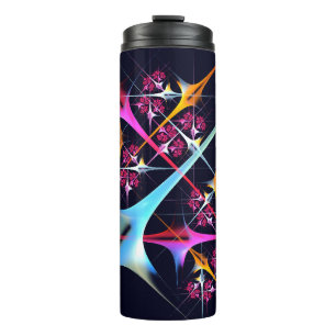 Roze Bloemen Moderne Abstracte Kunst Kleurenpatroo Thermosbeker