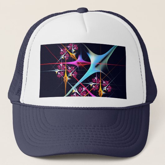 Roze Bloemen Moderne Abstracte Kunst Kleurenpatroo Trucker Pet (Voorkant)