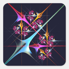 Roze Bloemen Moderne Abstracte Kunst Kleurenpatroo Vierkante Sticker