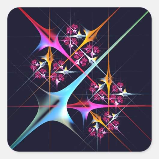 Roze Bloemen Moderne Abstracte Kunst Kleurenpatroo Vierkante Sticker (Voorkant)