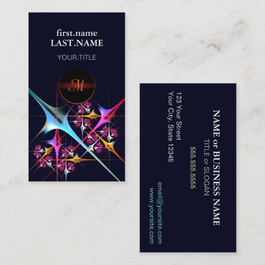 Roze Bloemen Moderne Abstracte Kunst Kleurenpatroo Visitekaartje (Voorkant / Achterkant)