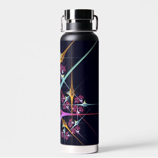 Roze Bloemen Moderne Abstracte Kunst Kleurenpatroo Waterfles (Achterkant)