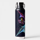 Roze Bloemen Moderne Abstracte Kunst Kleurenpatroo Waterfles (Voorkant)