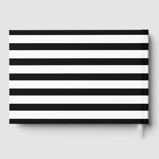 Roze bloemen, moderne strepen bloemenbruiloft gastenboek (Achterkant)