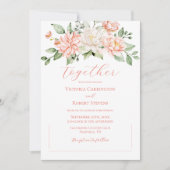 Roze Bloemen Moderne Waterverf Huwelijksuitnodigin Kaart (Voorkant)