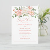 Roze Bloemen Moderne Waterverf Huwelijksuitnodigin Kaart (Staand voorkant)