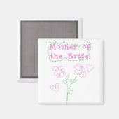 Roze bloemen moeder van de bruid magneet (Voorkant / Achterkant)