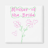 Roze bloemen moeder van de bruid magneet (Voorkant)