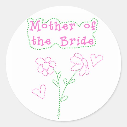 Roze bloemen moeder van de bruid ronde sticker (Voorkant)