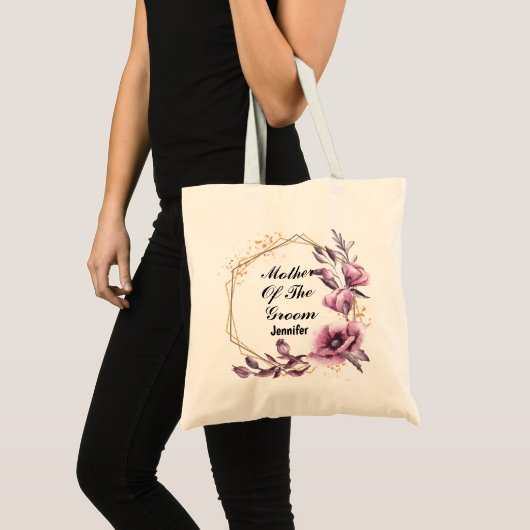 Roze bloemen Moeder van de bruine Canvas tas (Voorkant (product))