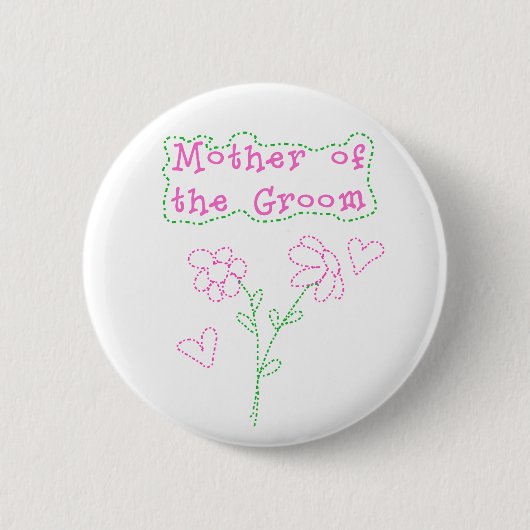 Roze bloemen Moeder van Groom Ronde Button 5,7 Cm (Voorkant)