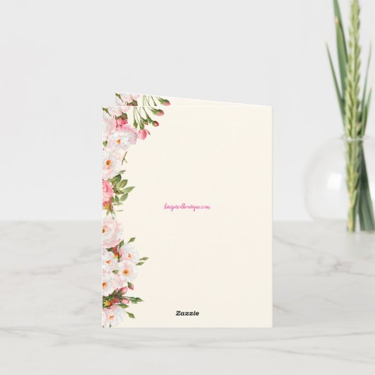 Roze Bloemen Moederdag - Amerikaanse moeder & doch Kaart (Achterkant)