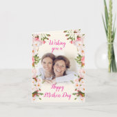 Roze Bloemen Moederdag - Amerikaanse moeder & doch Kaart (Voorkant)