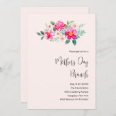 roze bloemen Moederdag Brunch Kaart (Voorkant / Achterkant)