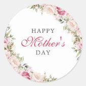 Roze Bloemen Moederdag Brunch Party Ronde Sticker (Voorkant)