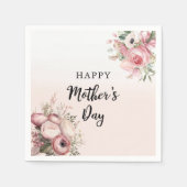 Roze Bloemen Moederdag Brunch Party Servet (Voorkant)
