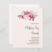 roze bloemen Moederdag Brunch Uitnodiging Briefkaart (Voorkant / Achterkant)