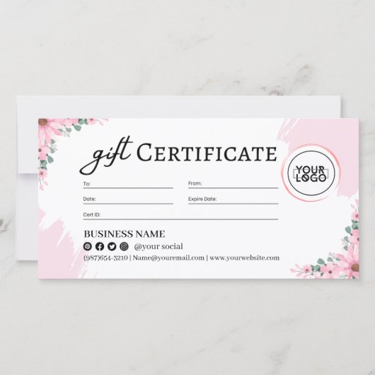 Roze Bloemen Moederdag Cadeaubon (Voorkant)