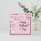 Roze bloemen Moederdag Feestdagenkaart (Staand voorkant)