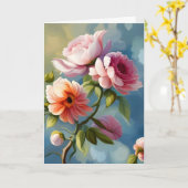 Roze bloemen Moederdag Kaart (Gele Bloem)