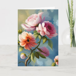 Roze bloemen Moederdag Kaart