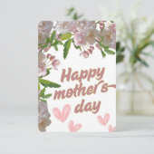 Roze Bloemen Moederdag Kaart (Staand voorkant)