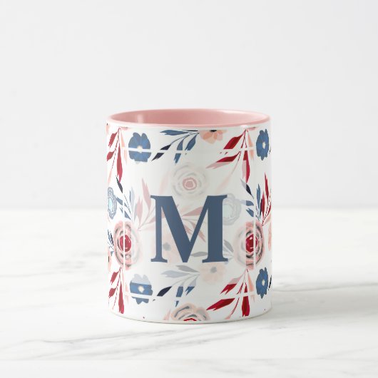Roze bloemen mok (Midden)