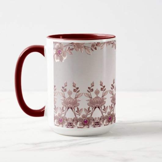 Roze Bloemen Mok (Links)