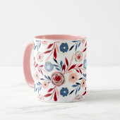 Roze bloemen mok (Voorkant links)