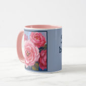 Roze bloemen mok (Voorkant links)
