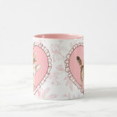 Roze Bloemen Mok Kitten Hart Coquette Gift (Midden)