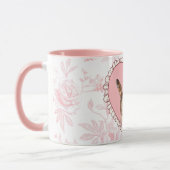  Roze Bloemen Mok met Speelse Kitten Hart (Links)