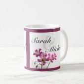 Roze bloemen mok van Paars (Voorkant rechts)