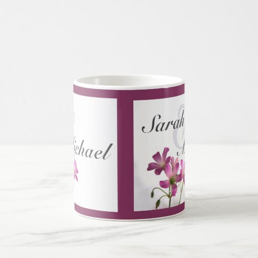 Roze bloemen mok van Paars (Center)