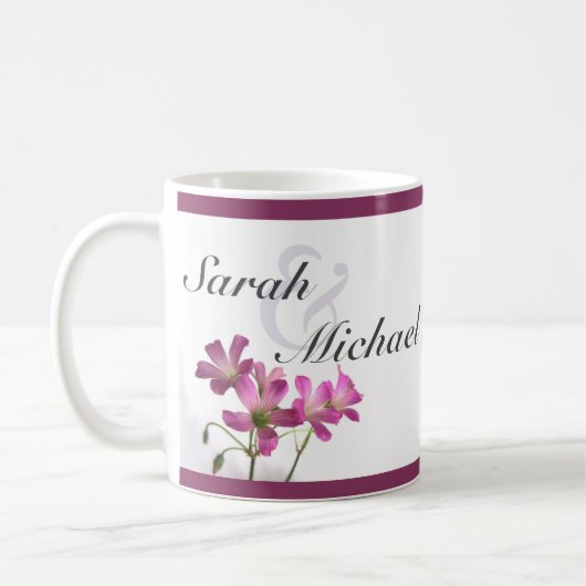 Roze bloemen mok van Paars (Links)