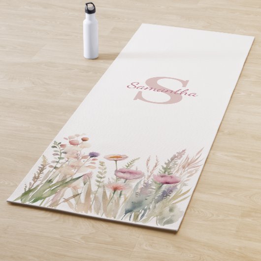 Roze Bloemen Mongram Naam Yoga Mat (In situ)